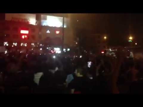 Hassan Rouhani election win celebrations in Tehran Iran by paid basij milit