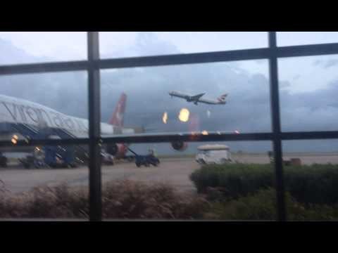 British AIrways 777 roaring takeoff from Bridgetown