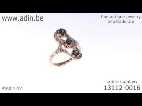 Charming vintage diamond sapphire ring. (Adin reference: 13112-0016)