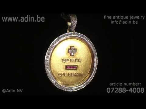 Diamond estate golden 'I love you' pendant. (Adin reference: 07288-4008)