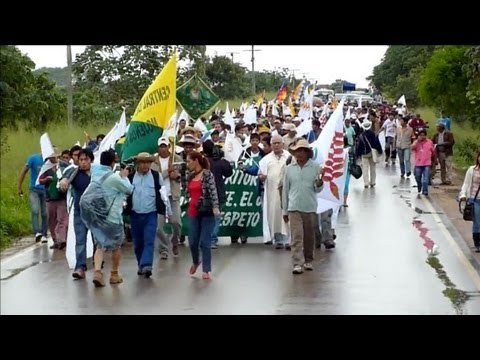 Natives of the Bolivian Amazon march against a project to build a highway t