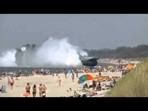 Russian Navy Hovercraft Lands On Busy Beach mdrrr