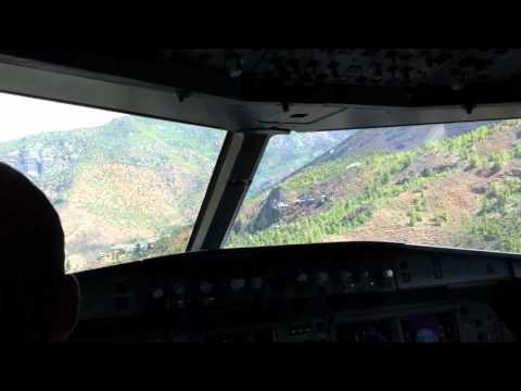 Actual Paro Bhutan PBH Landing A319 Cockpit