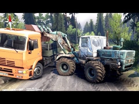 SPINTIRES 2014 - The Coast Map - T150K Tractor Loading Rocks in the Kamaz T