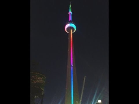 CN Tower lighting during Canada Day 2012