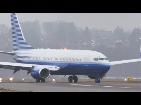 Boeing 737-8EQ BBJ2 Landing at Airport Bern-Belp - Special Livery!