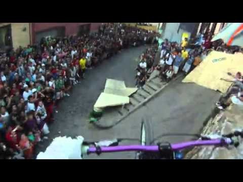 First person view of a mountain bike race in urban Chile.