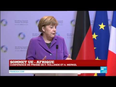 Sommet UE - Afrique : la chanceliÃ¨re allemande Angela Merkel en confÃ©renc