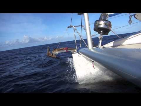 PDQ 32 catamaran sailing from Guadeloupe to Dominica