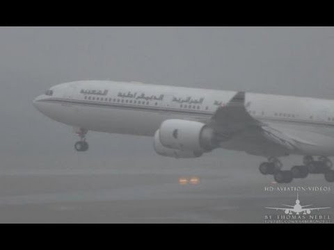 âœˆ[Full HD] A340-500 Government of Algeria BAD WEATHER Approach into Hambu