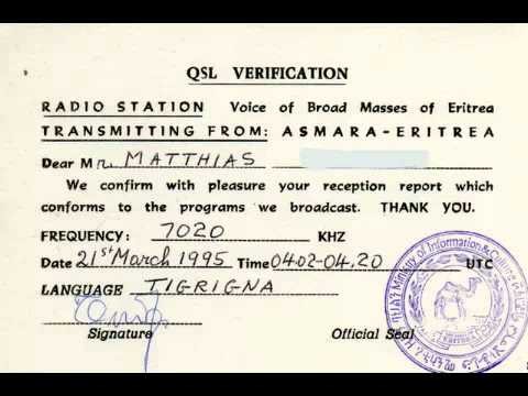 Voice of the Broad Masses of Eritrea 7175 kHz sign on (received on Web SDR)