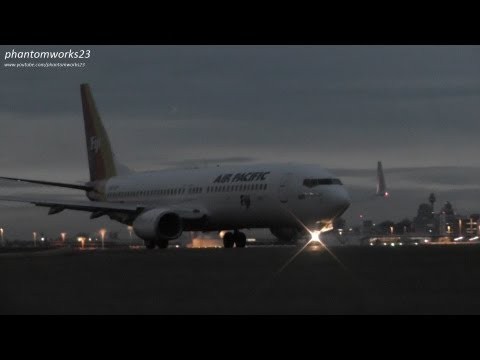 Air Pacific 737-800 Early Morning Take off 34L Sydney Airport