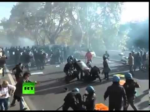Video: Street battles across Europe as general strike turns violent