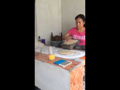 Aunt Luvia making tortillas in Guatemala