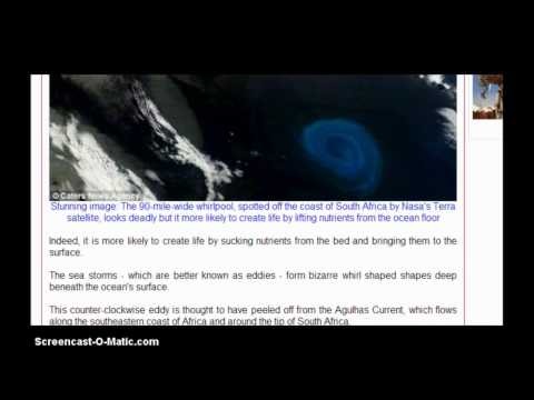 Atlantic giant ocean whirlpools: 90-300 miles wide!  Undersea methane gas r