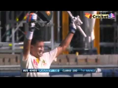 Hussey Completes 100* with Huge Hit for Six