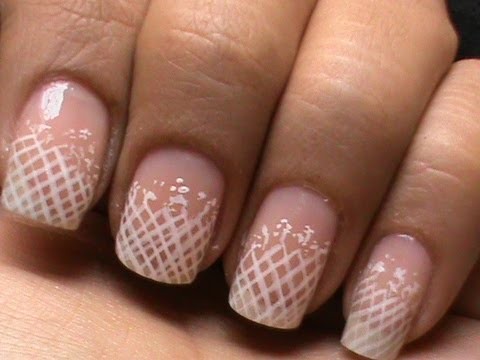 Romantic Lace Nail Art - White Tip Fishnet tutorial - Easy DIY striping Nai