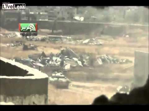 Lucky FSA Cameraman escaped tank shell slowmotion