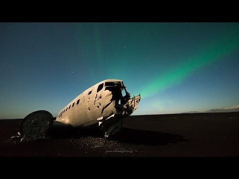Aurora Timelapse Over Dakota DC-3 In Iceland
