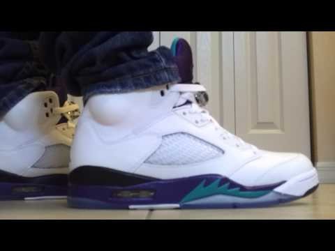 Air Jordan Retro 5 V \Grape\ on feet