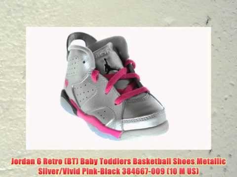 Jordan 6 Retro (BT) Baby Toddlers Basketball Shoes Metallic Silver/Vivid Pi