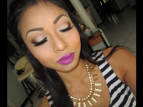 Full Face Makeup Tutorial & Bright Purple Lips