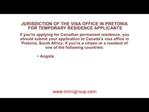 Jurisdiction of the visa office in Pretoria for temporary residence applica