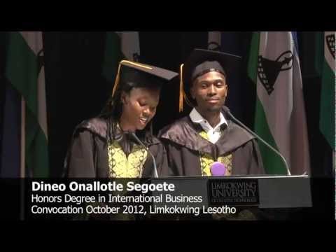 Limkokwing Lesotho Graduation 2012 Student Speech - Dineo & Bataung