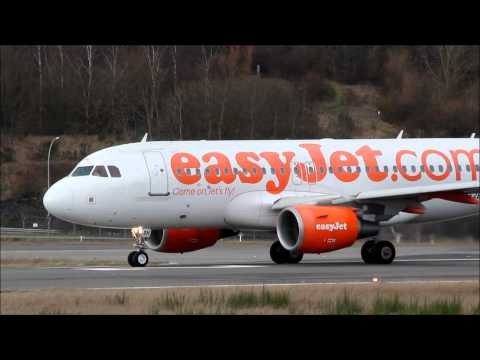 Easyjet A319 taxi and departure at Luxembourg airport ELLX on runway 24