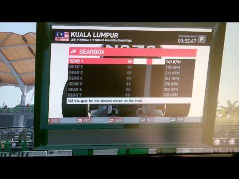 F1 2011 Gameplay: How to get a quick car setup in Kuala Lumpur!
