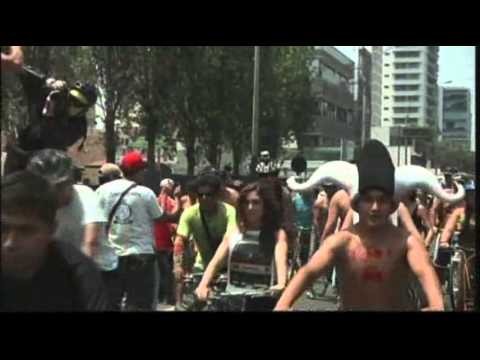 Raw: Half-Nude Cyclists Protest in Peru