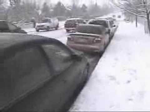 Multi-Car Crash Snow Slide on Ice