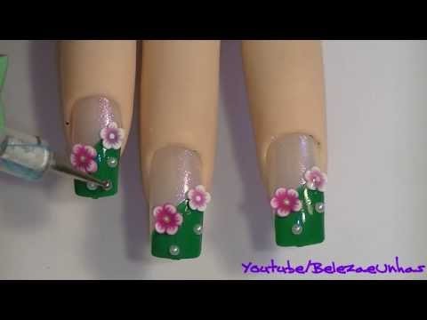 Manicure para iniciantes/Unhas Decoradas com Fimo: Flores Nail Art