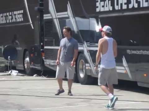 Niall playing football outside the arena-Barcelona 22-5-2013