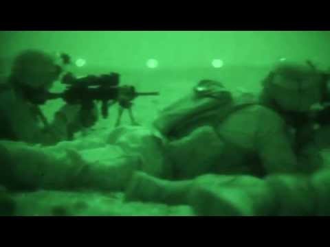 Marines in Qatar Conduct Live Fire Exercise at Night - Night Vision Footage
