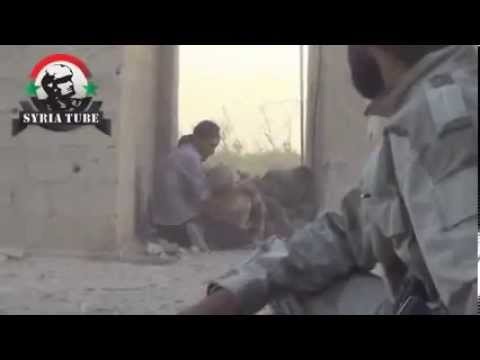 18+ graphic! Syria   Deir Ezzor military Airport battle   Moment of a shell
