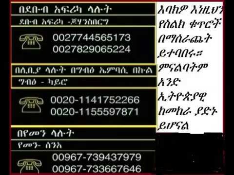 Please share Ethiopian embassy phone numbers Libya Yemen and South Africa m