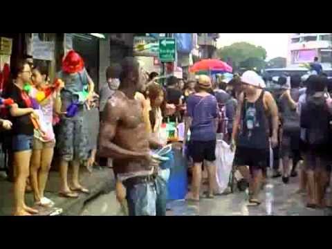 Funny foreigner guy in Thailand - Songkran Festival Khaosan Road Bangkok