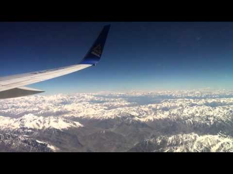 Flying over gorgeous mountains of Tajikistan on Air Astana Boeing 757-200