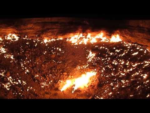 Darvaza Gas Crater - Putting out fire with gas(oline)