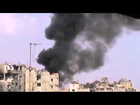 Syria House Burns in Homs After Assad Air Strike on Hamidiya Neighborhood 6