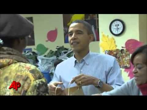 Obama Family Hands Out Turkey Meals