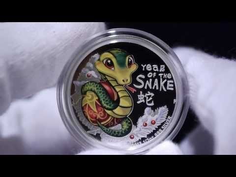 2013 TUVALU 50 CENTS 1/2oz YEAR OF THE SNAKE - COLOR BABY SNAKE SILVER PROO