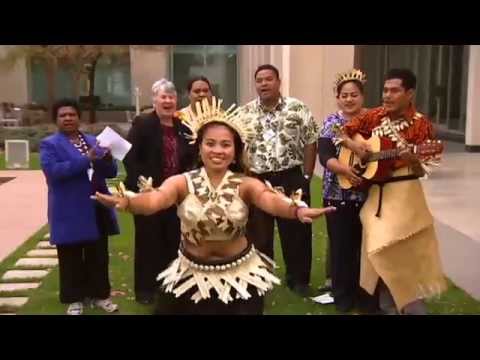 Pacific Island delegation sings before Parliament House