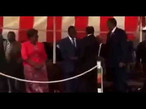 Zimbabwe's President Robert Mugabe 90 year old Falls Down Steps VIDEO   You