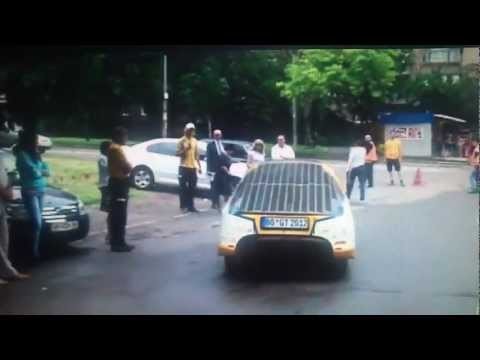 Solar-powered car stops off in Ukraine on world tour