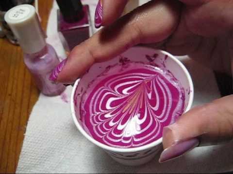 Valentine's Day Water Marble Nail Art Tutorial