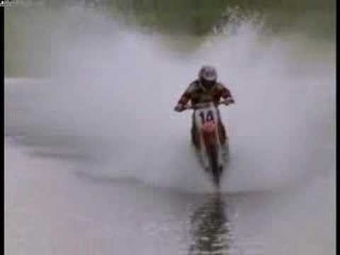 Motorbike riding on water