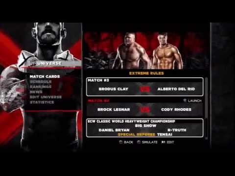 WWE '13 Universe Mode Week 9.2 Botch Lesnar vs Rody Chodes
