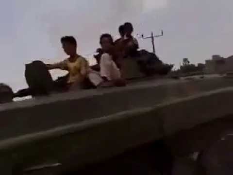 In Yemen's only children driving a tank